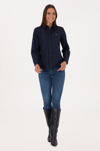 Camsa Dama Pe Bleumarin Cu Logo Brodat