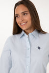 Camasa Dama Pe Albastru Deschis Cu Logo Brodat