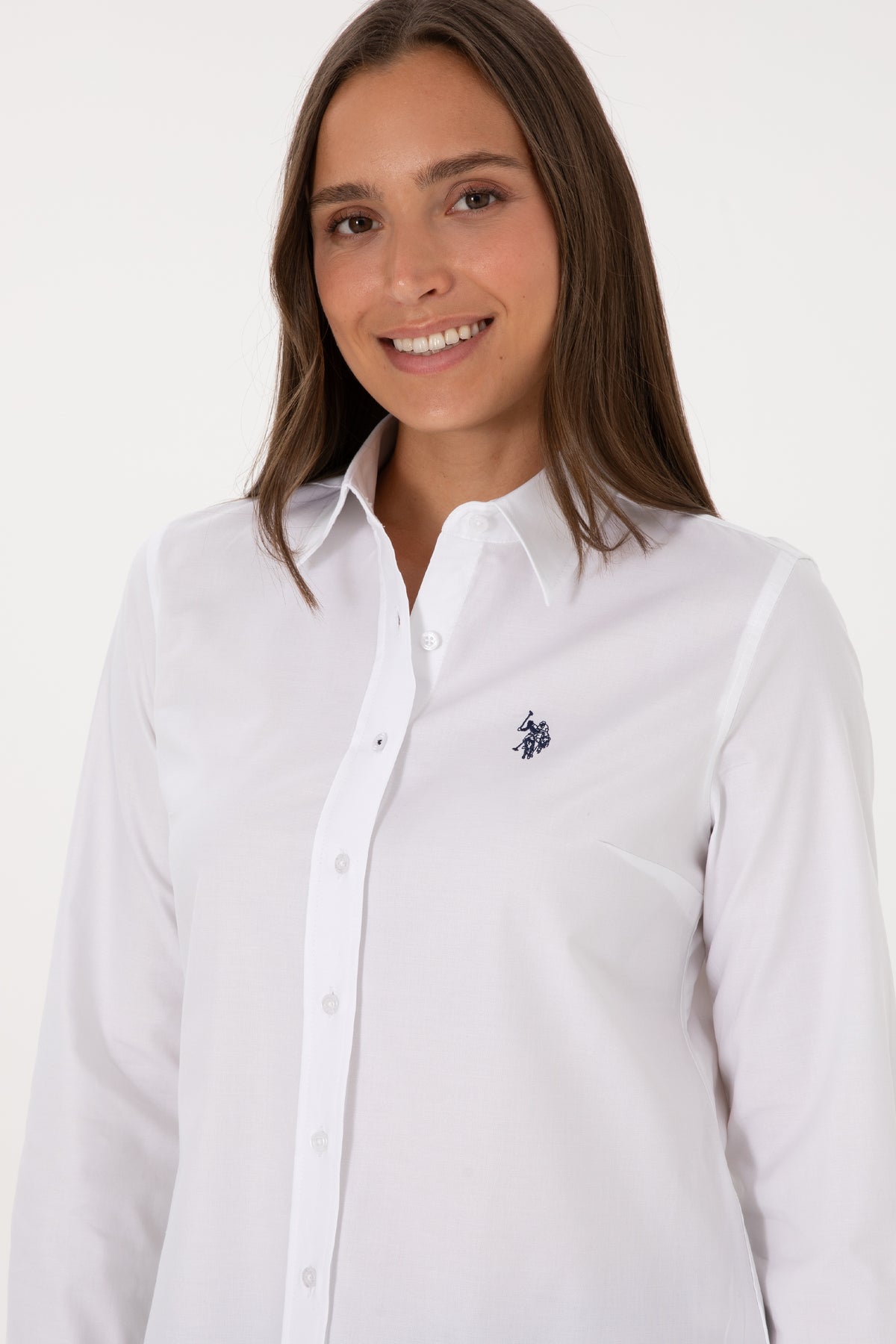Camasa Dama Pe Alb Deschis Cu Logo Brodat