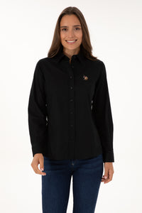Camasa Dama Pe Negru Cu Logo Color Brodat