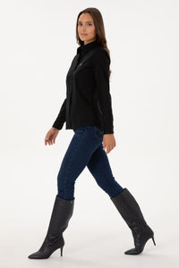 Camasa Dama Pe Negru Cu Logo Color Brodat