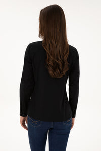 Camasa Dama Pe Negru Cu Logo Color Brodat