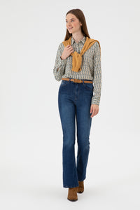 Blugi Evazati Dama Albastru Denim