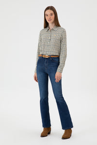 Blugi Evazati Dama Albastru Denim