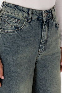 Blugi Evazati Dama Albastru Prespalat Denim