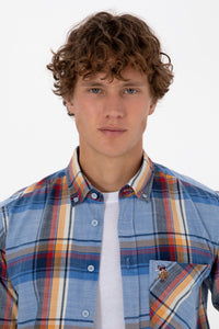 Camasa Casual Barbat Pe Albastru Carouri Colore