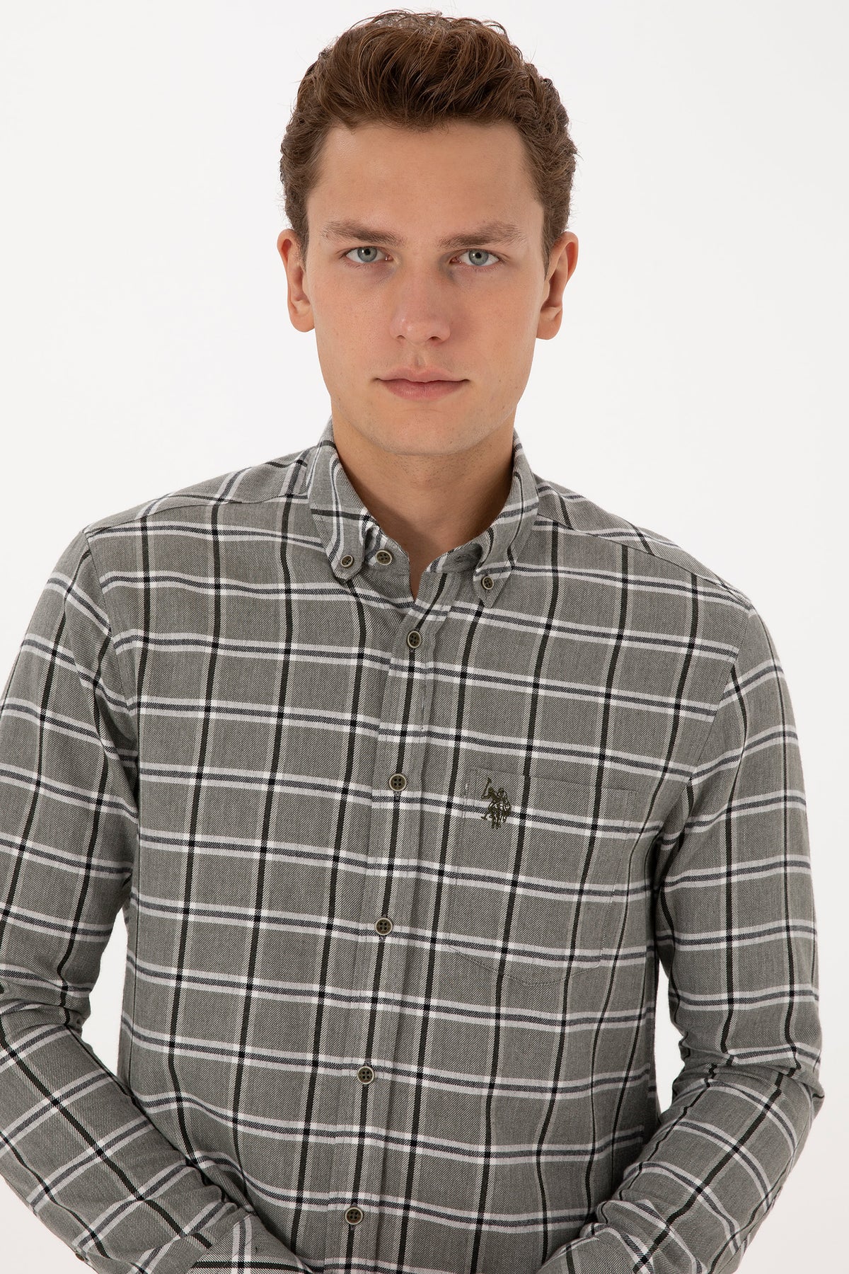 Camasa In Carouri Barbat Pe Gri