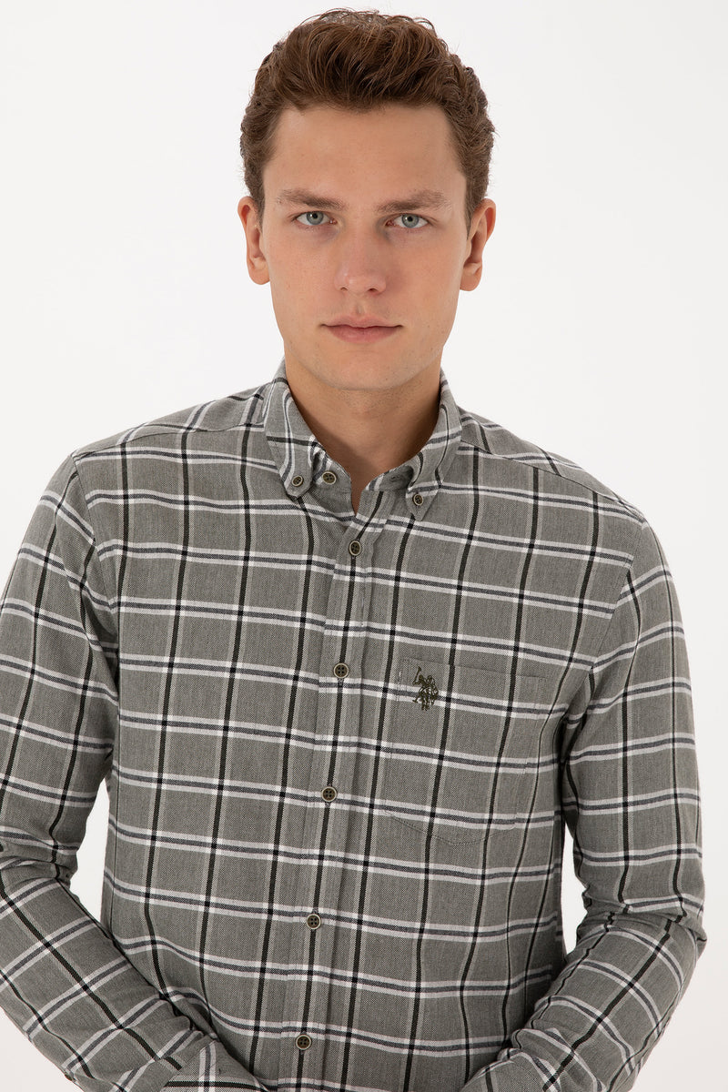 Camasa In Carouri Barbat Pe Gri