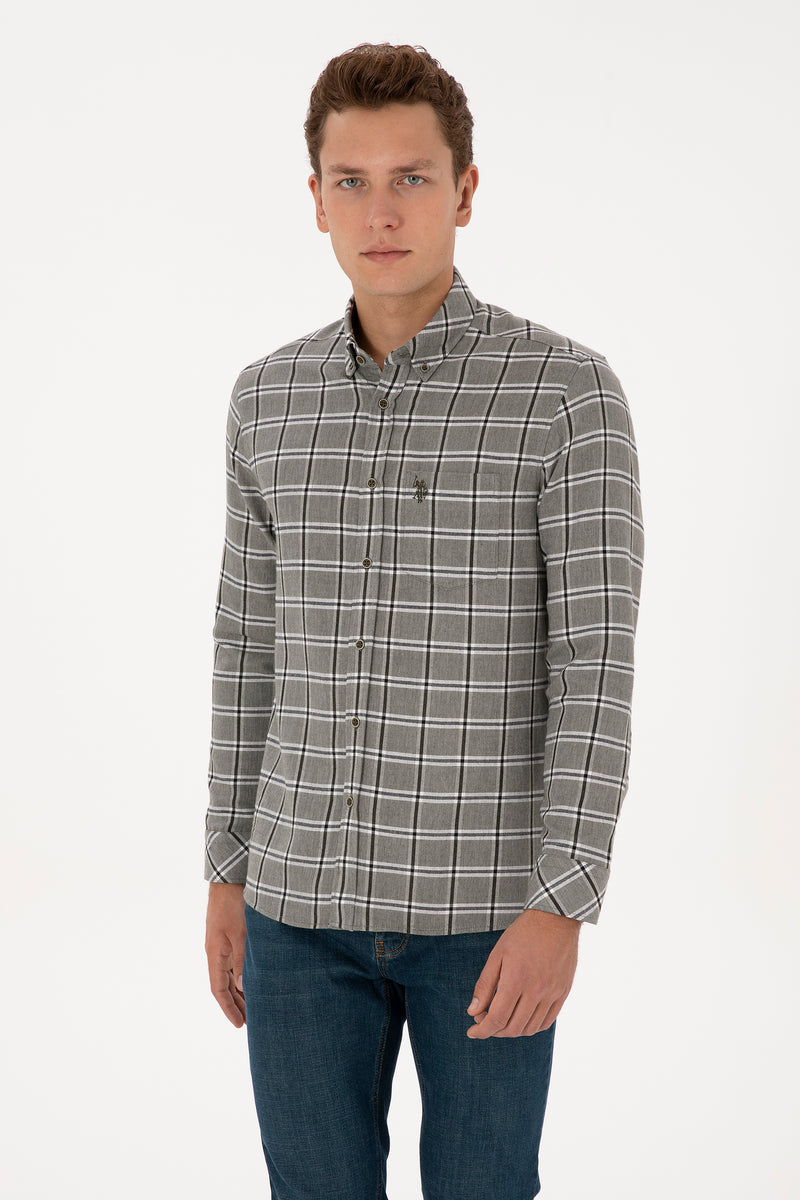 Camasa In Carouri Barbat Pe Gri