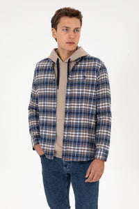 Camasa In Carouri Barbat Pe Fond Albastru