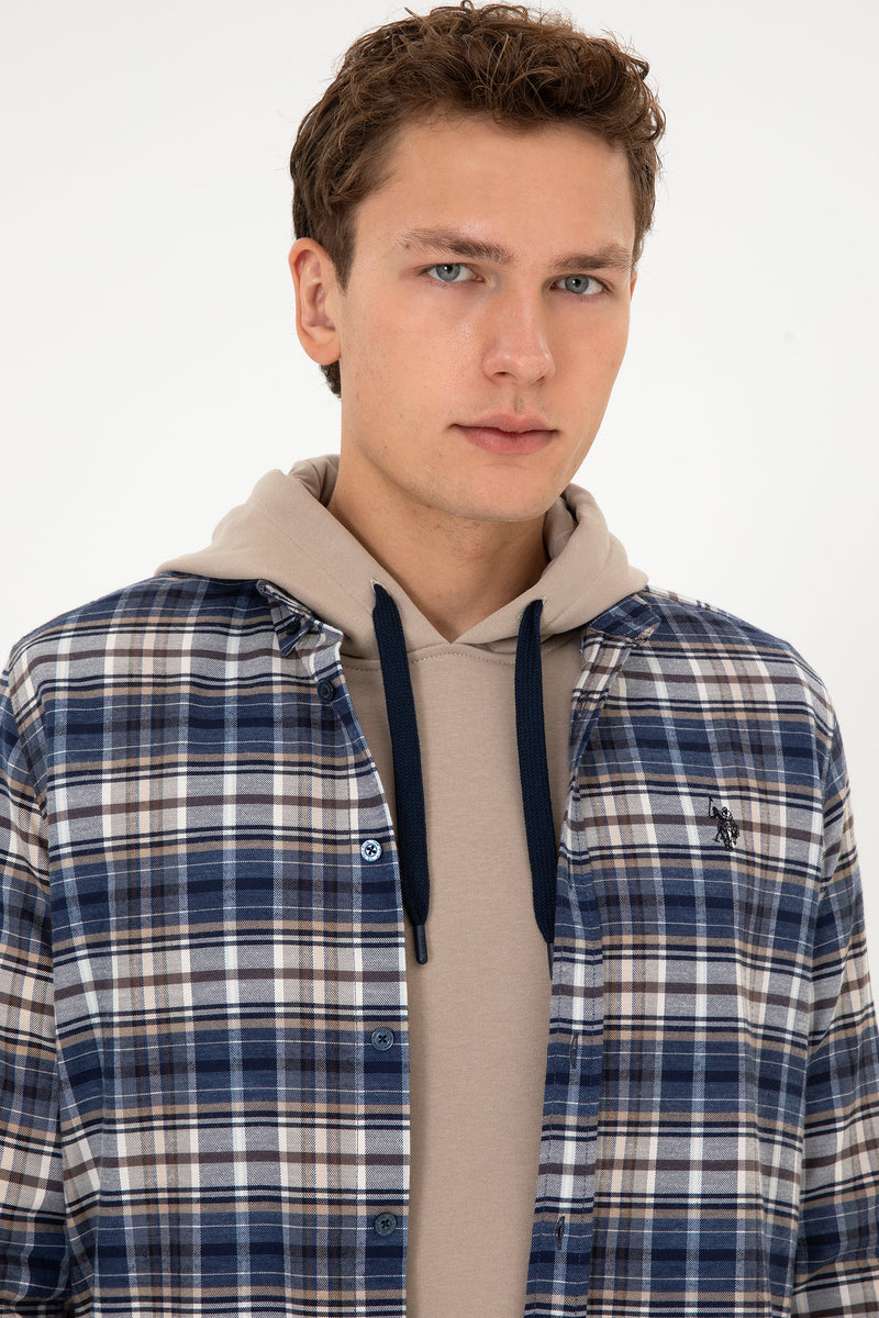 Camasa In Carouri Barbat Pe Fond Albastru