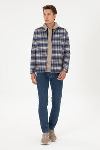 Camasa In Carouri Barbat Pe Fond Albastru