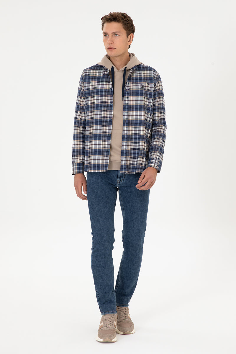 Camasa In Carouri Barbat Pe Fond Albastru