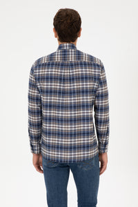 Camasa In Carouri Barbat Pe Fond Albastru