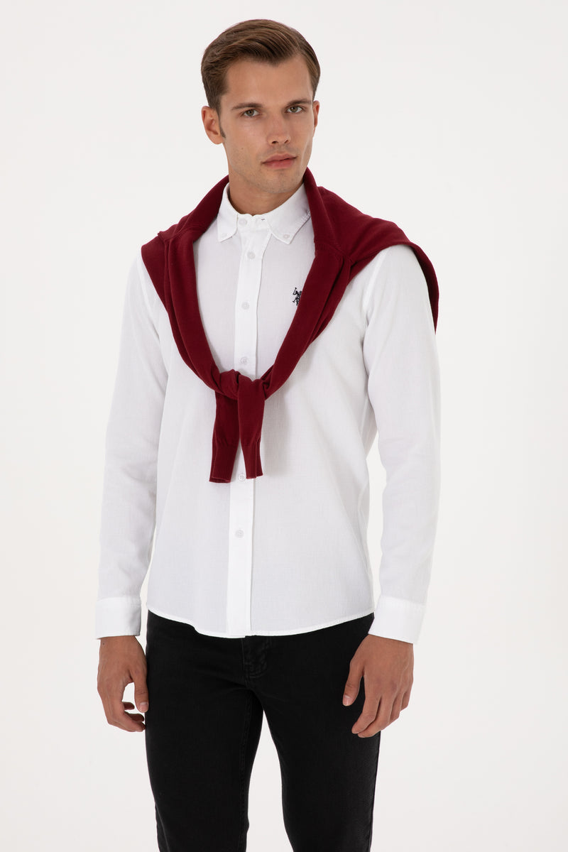 Camasa Barbat Pe Alb Cu Textura