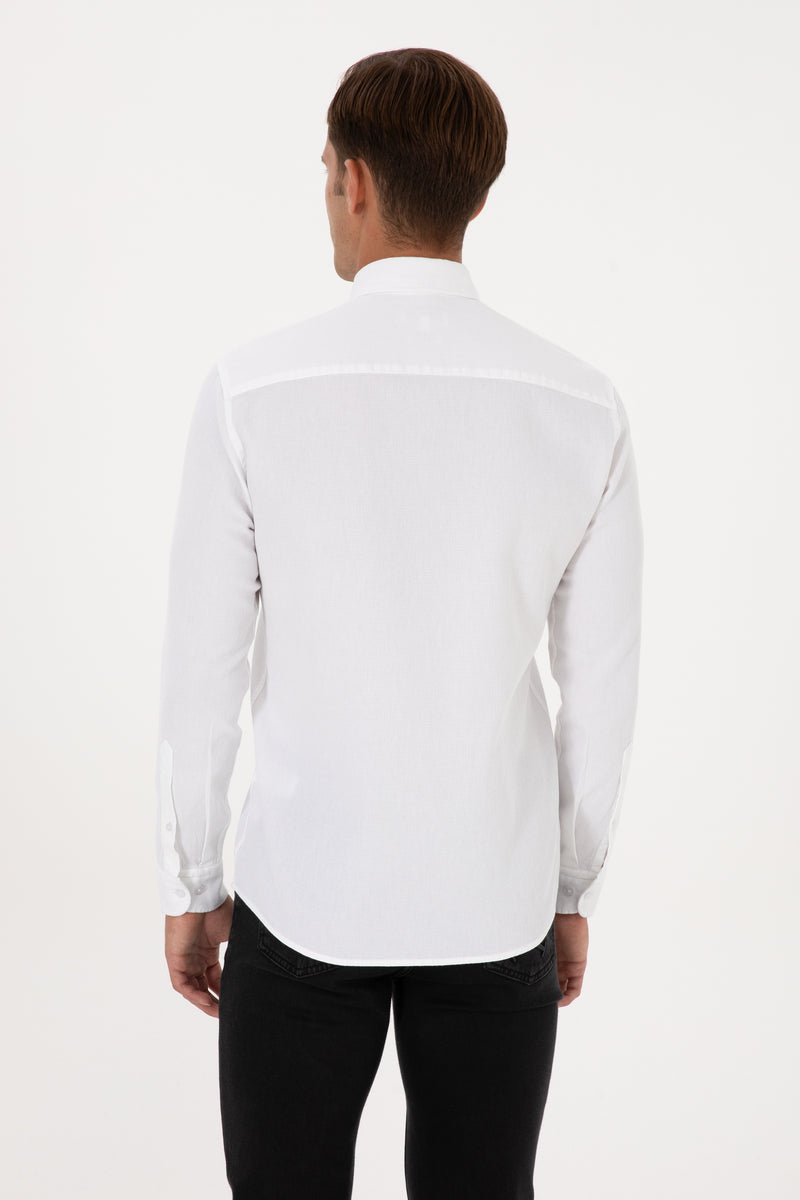 Camasa Barbat Pe Alb Cu Textura