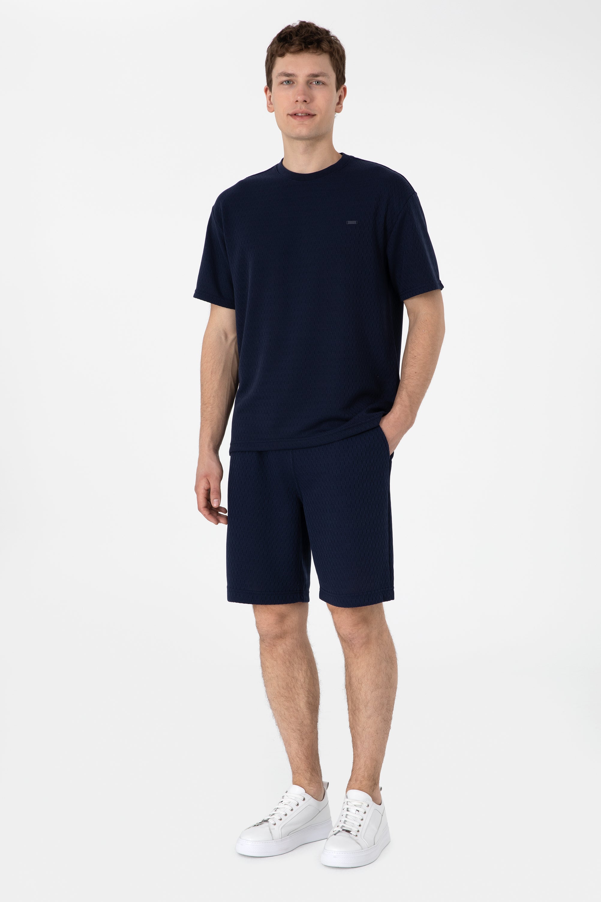 Pantaloni Scurți Bărbați Pe Bleumarin Cu Textură