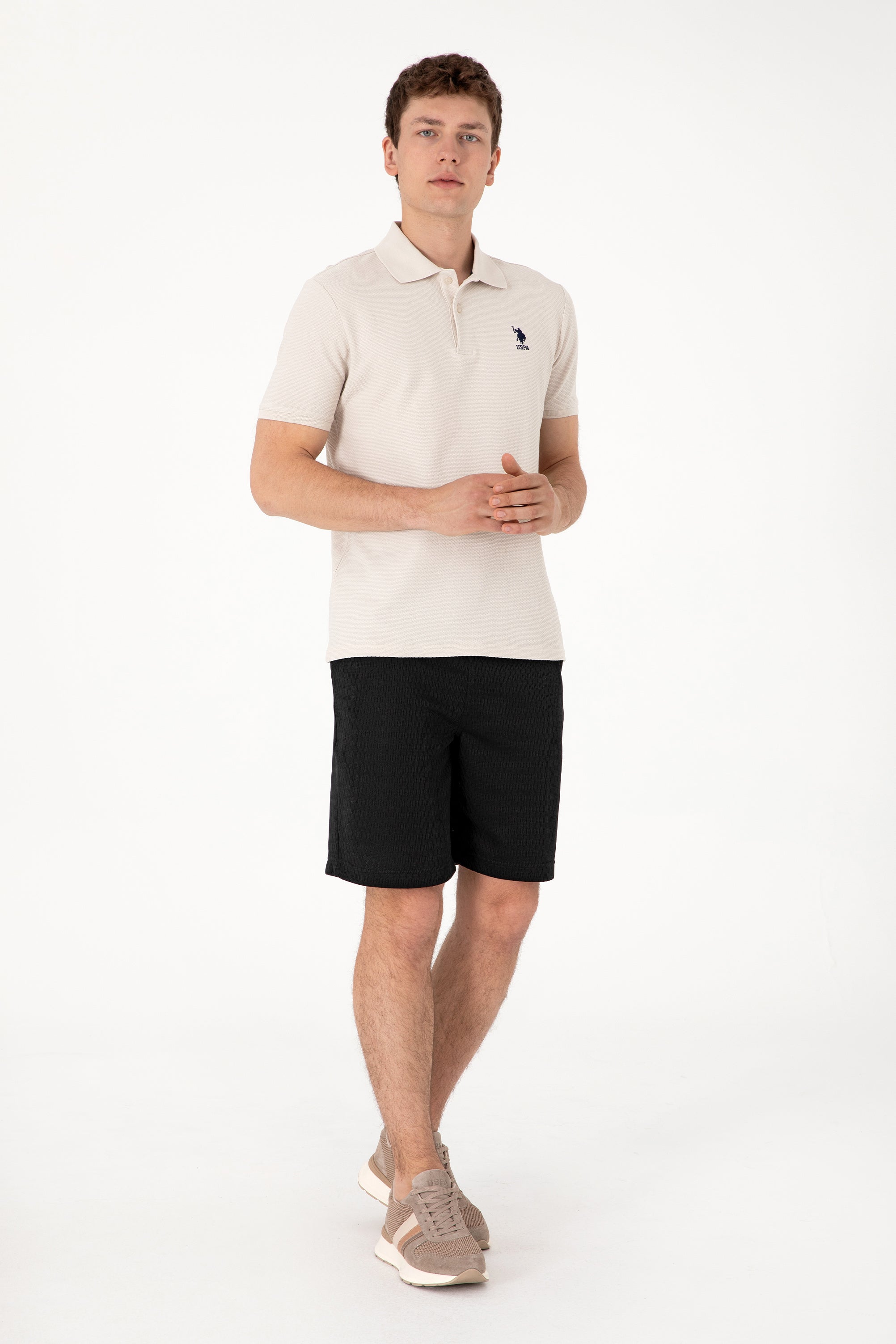 Pantaloni Scurți Bărbați Pe Negru Cu Textură