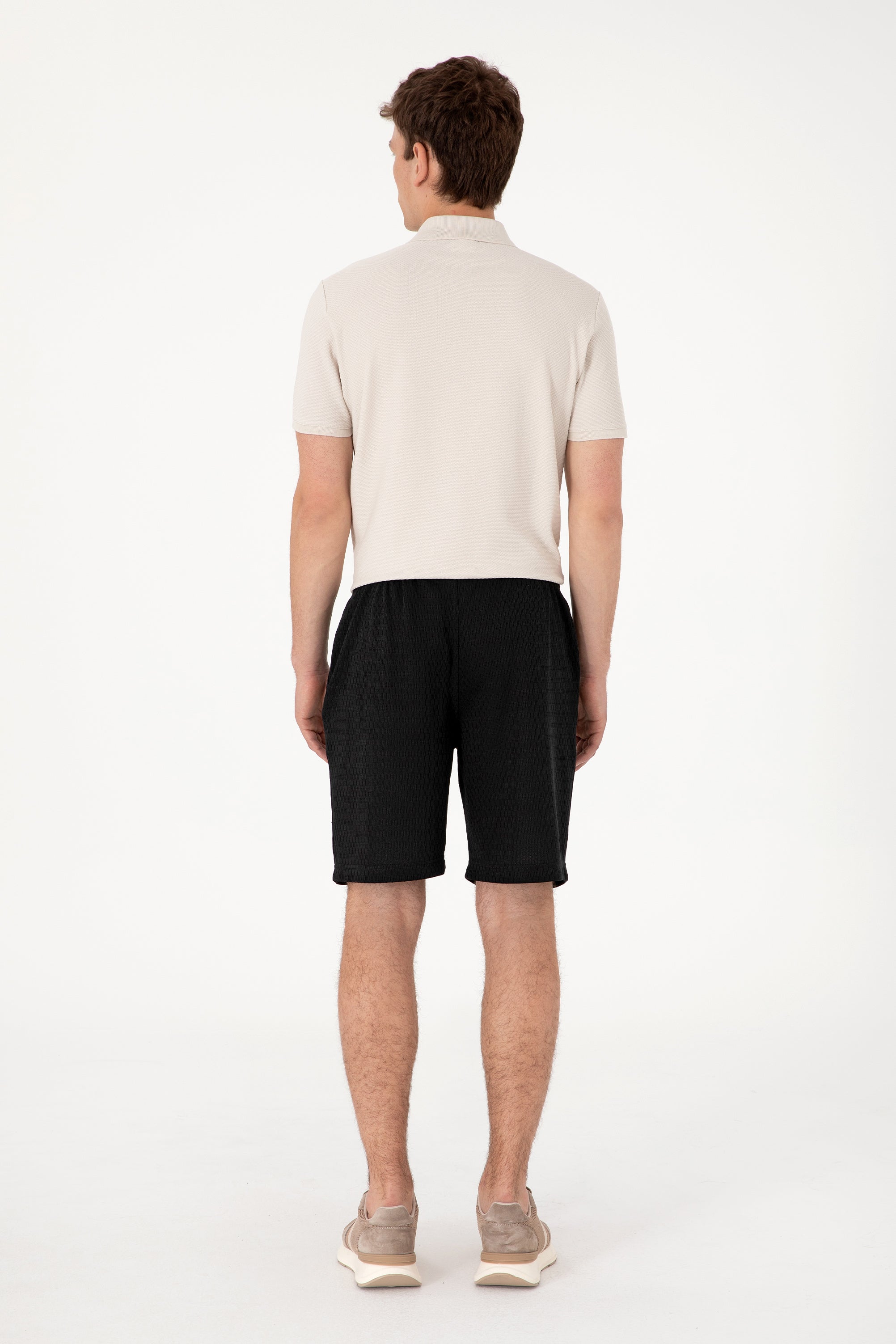 Pantaloni Scurți Bărbați Pe Negru Cu Textură