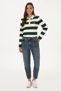 Blugi Boyfit Dama Pe Albastru Denim