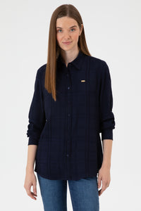 Camasa Dama Bleumarin Cu Carouri 