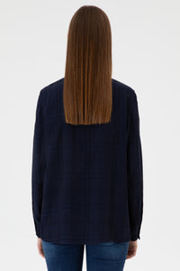 Camasa Dama Bleumarin Cu Carouri 