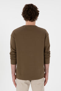 Bluză Bărbați Pe Maro Deschis Cu Guler Rotund 