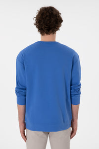 Bluză Bărbați PeAlbastru Coral Cu Guler Rotund 