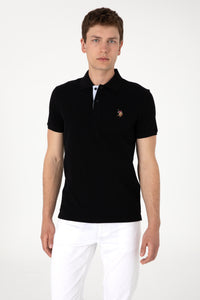Tricou Polo Bărbați Negru Cu Logo Color