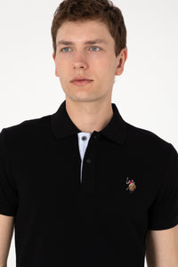 Tricou Polo Bărbați Negru Cu Logo Color
