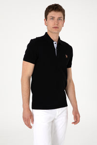 Tricou Polo Bărbați Negru Cu Logo Color