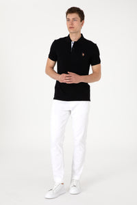 Tricou Polo Bărbați Negru Cu Logo Color