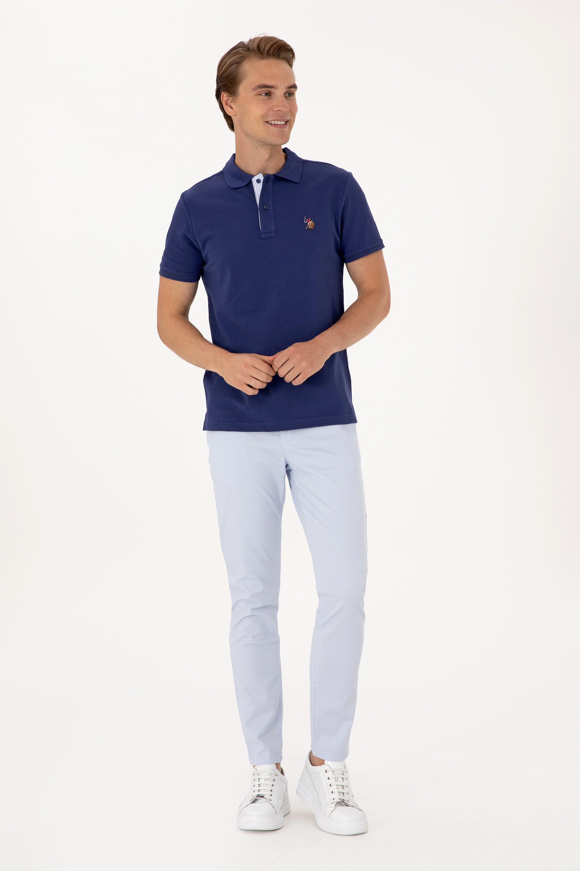 Tricou Polo Bărbați Indigo Cu Logo Color