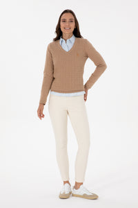 Pantaloni Chino Dama Pe Alb Ivoire 