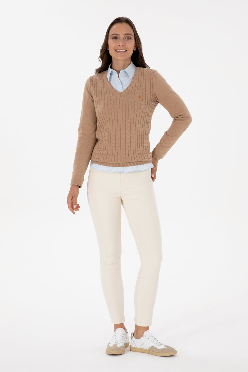 Pantaloni Chino Dama Pe Alb Ivoire 