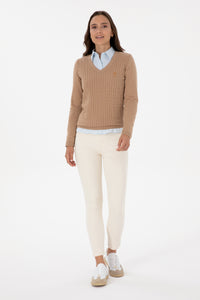 Pantaloni Chino Dama Pe Alb Ivoire 