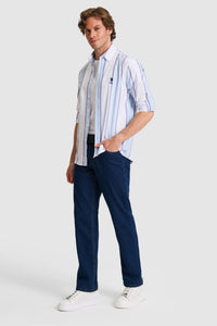 Cămașă Bărbați Alb Cu Model Cu Dungi Multicolore