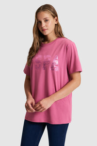 Tricou Damă Fucsia Oversize Cu Logo USPA