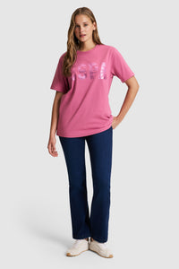 Tricou Damă Fucsia Oversize Cu Logo USPA