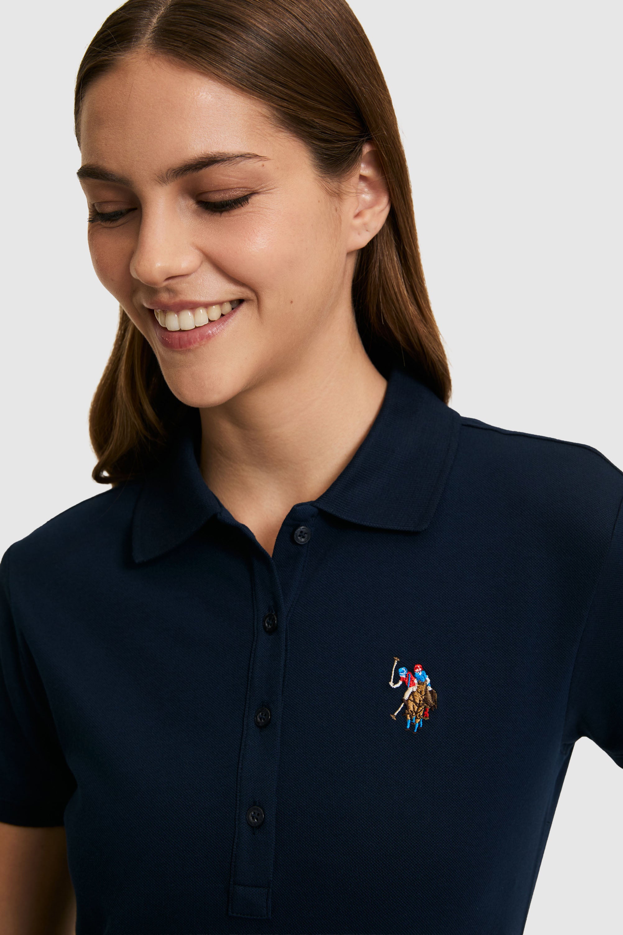 Tricou Polo Damă Bleumarin Cu Logo Colorat