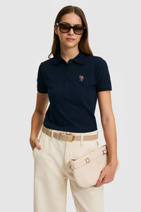 Tricou Polo Damă Bleumarin Cu Logo Colorat