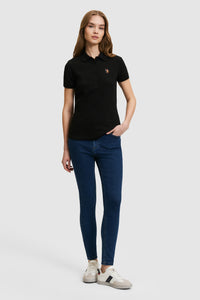Tricou Polo Damă Negru Cu Logo Colorat