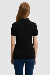 Tricou Polo Damă Negru Cu Logo Colorat