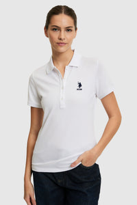 Tricou Polo Damă Alb Cu Logo Brodat