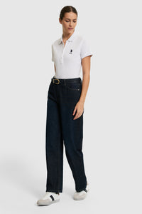Tricou Polo Damă Alb Cu Logo Brodat