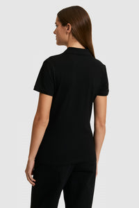 Tricou Polo Damă Negru Cu Logo Brodat