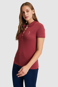 Tricou Polo Damă Vișiniu Cu Logo Brodat