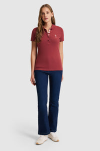 Tricou Polo Damă Vișiniu Cu Logo Brodat