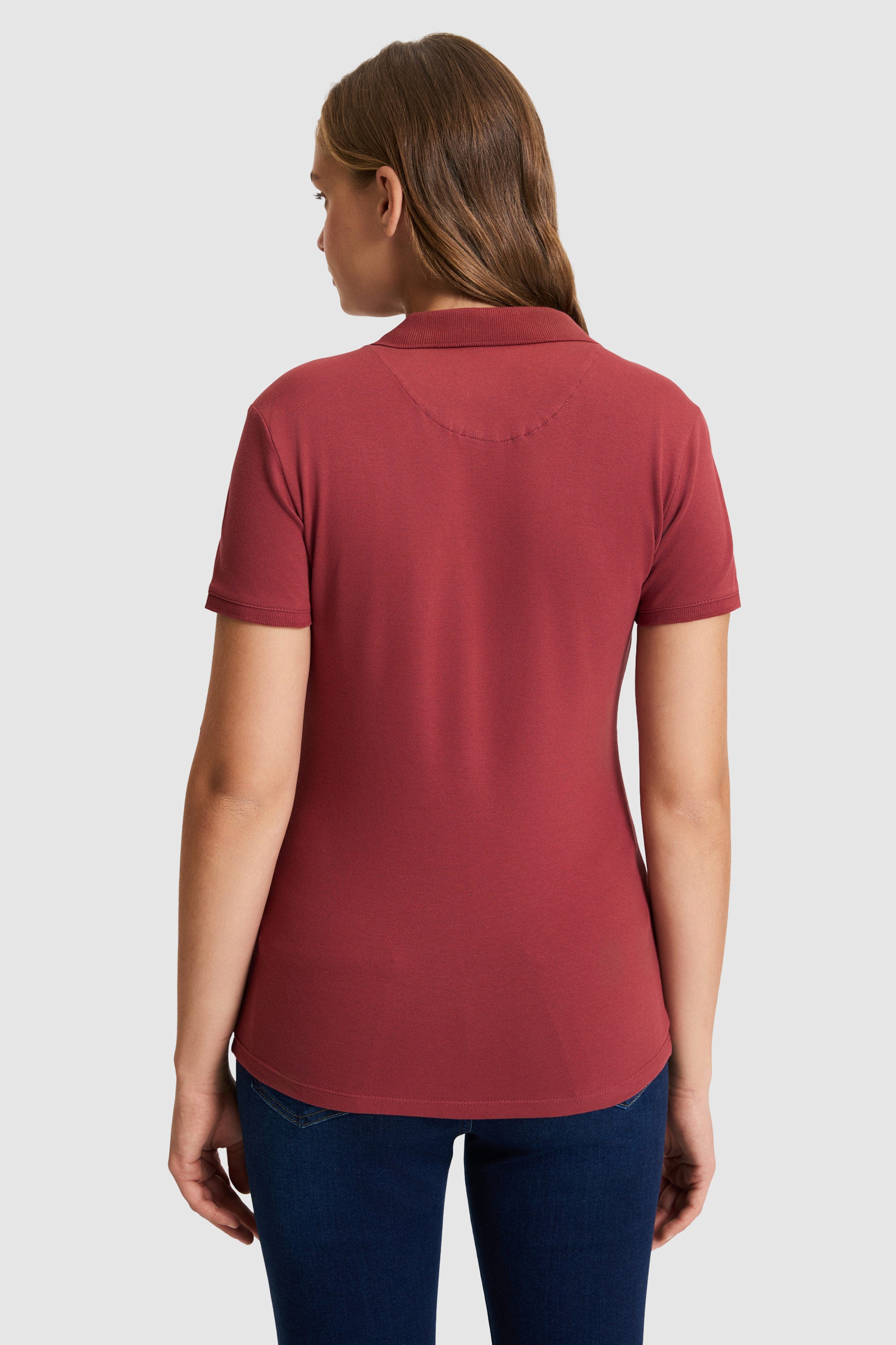 Tricou Polo Damă Vișiniu Cu Logo Brodat