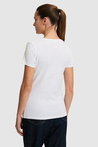 Tricou Damă Alb Cu Decolteu Rotund Și Logo Atașat